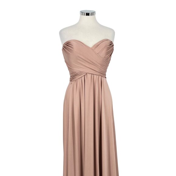 La Femme Blush Pink Strapless High Slit Floor-Length Formal Gown Size 6 - Picture 2 of 16